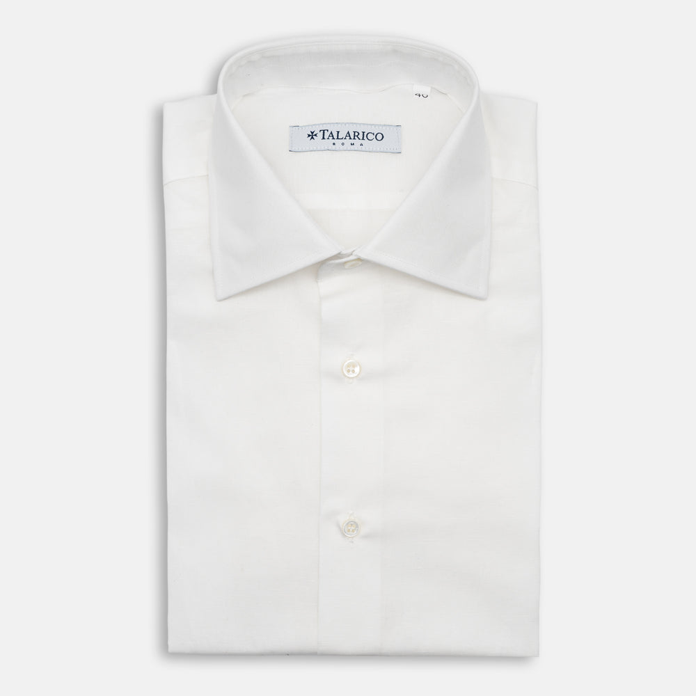Tailored Linen and Cotton Blend Shirt | White T