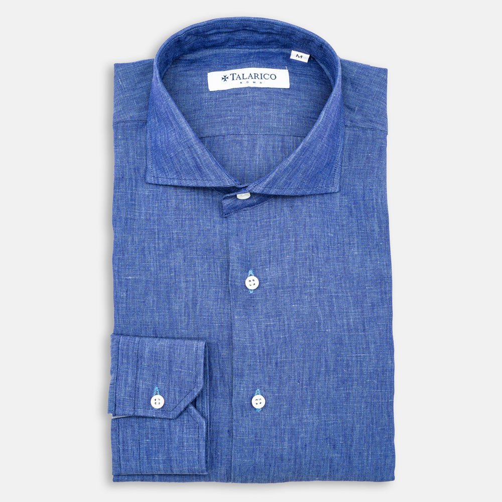 French Collar Linen Shirt Royal