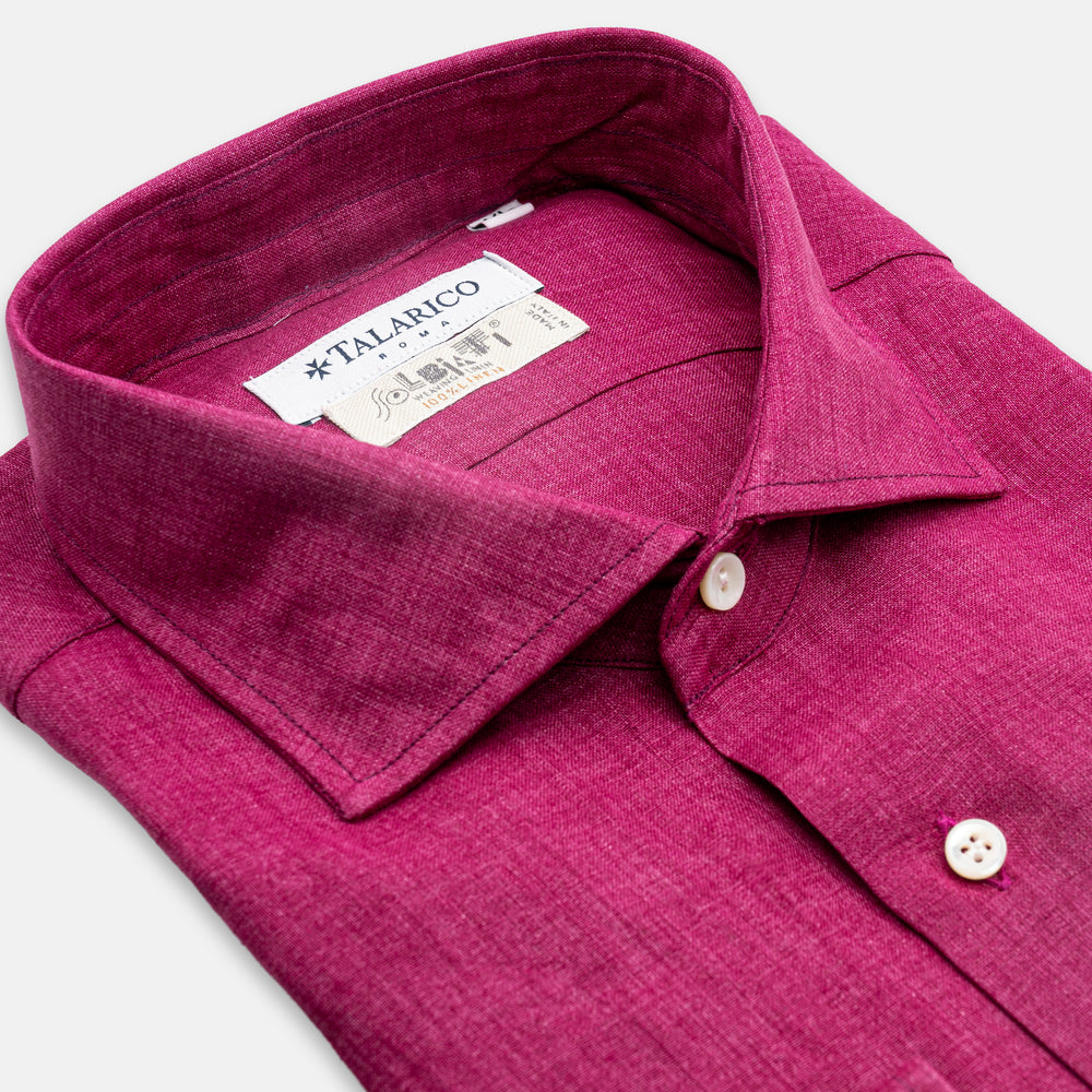 Solbiati Loro Piana Linen Shirt French Collar | Magenta