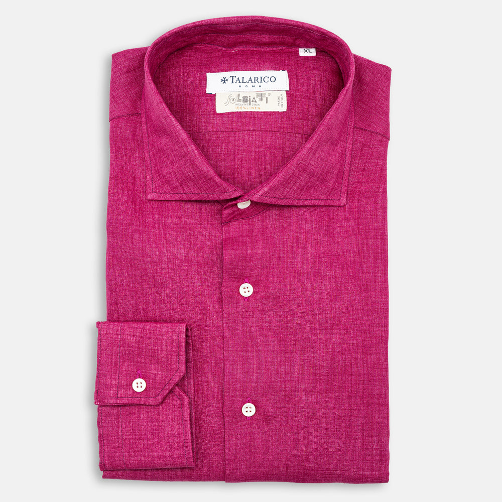 Solbiati Loro Piana Linen Shirt French Collar | Magenta