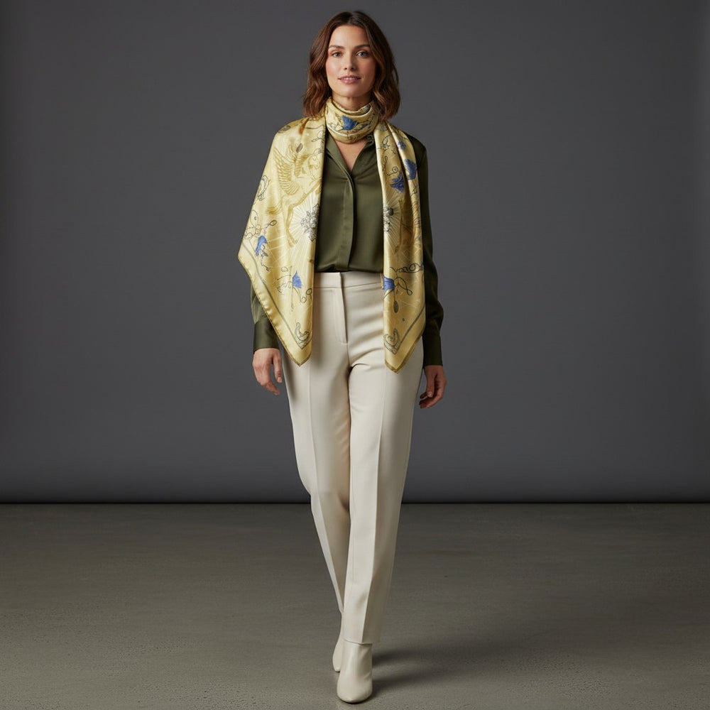 90's Twill Silk Scarf Luce D'Olimpo