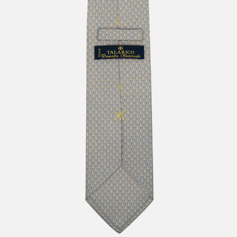 Yellow Geometric Pattern 3-Fold Silk Tie - M49796