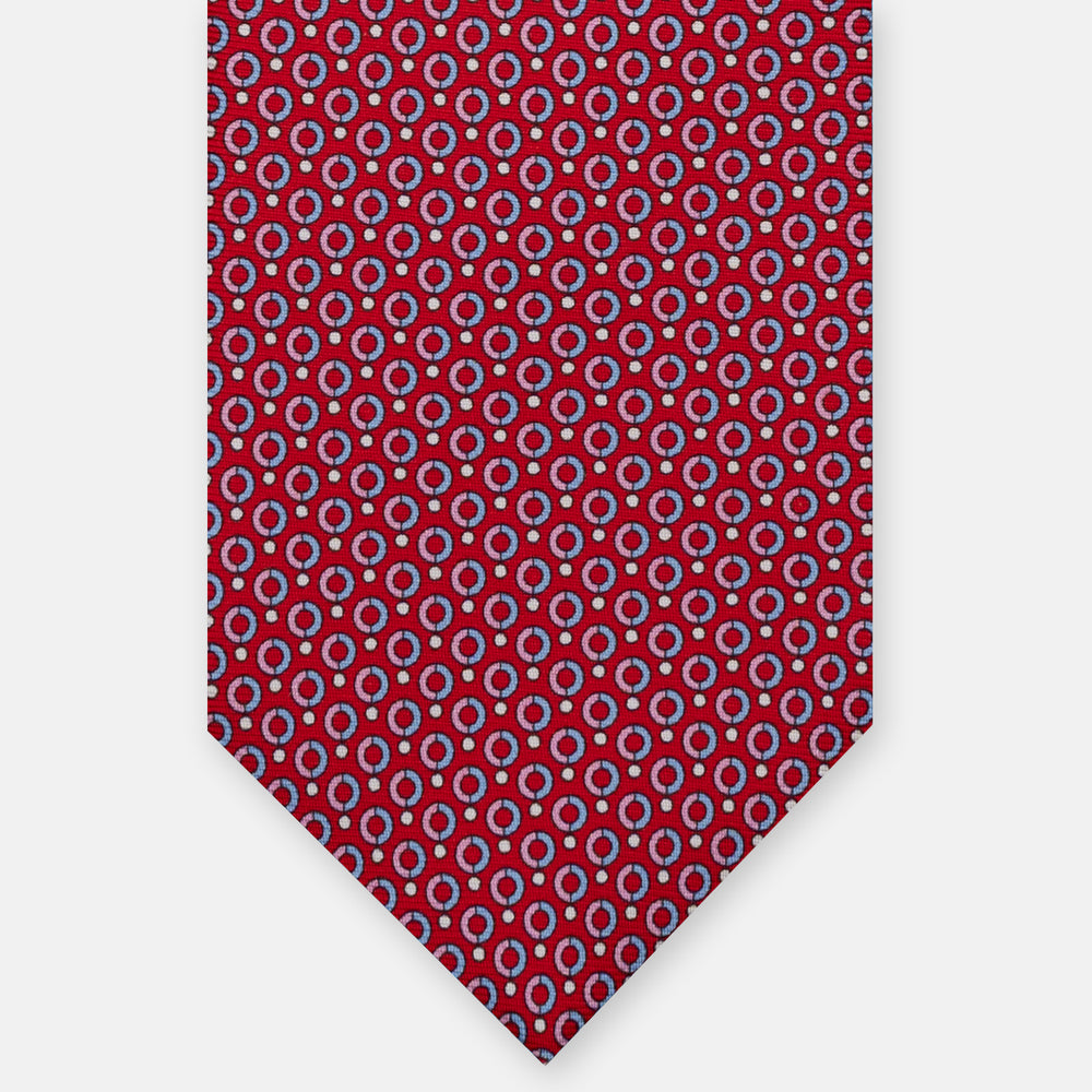 3-fold Silk Polka Dot Tie, Red - M50026