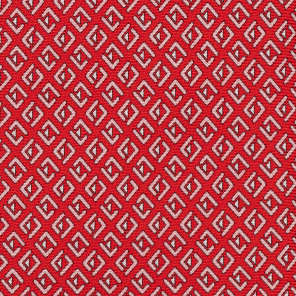 Geometric Pattern Silk Tie, Red - M50029