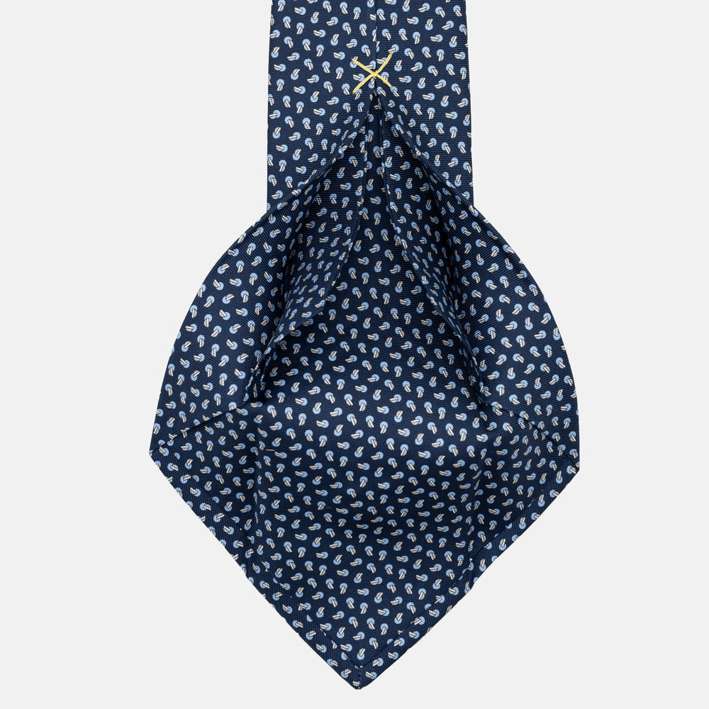 Cravatta 5 pieghe in seta Fantasia BLU NAVY - GRIGIO - AZZURRO  M511