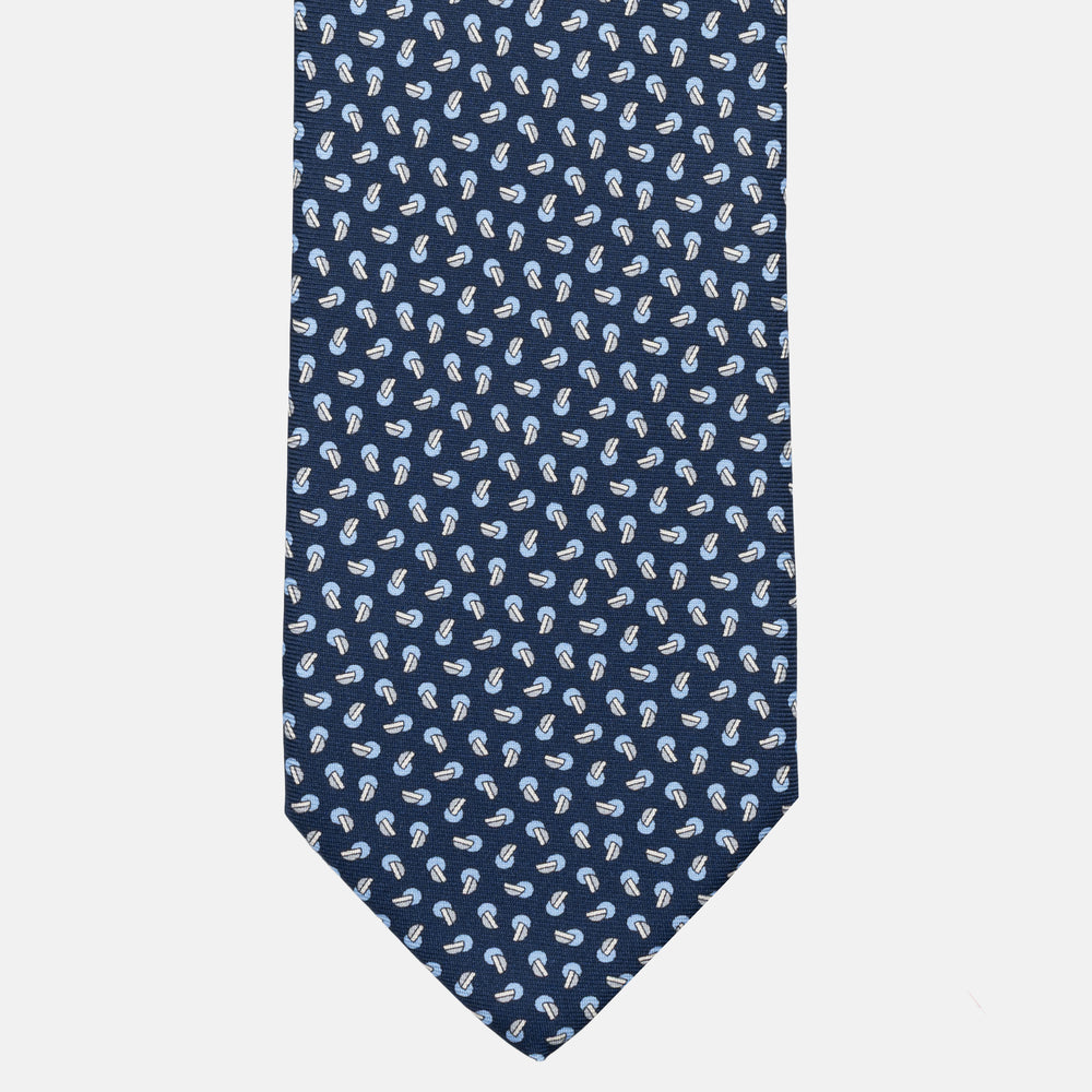 Cravatta 5 pieghe in seta Fantasia BLU NAVY - GRIGIO - AZZURRO  M511
