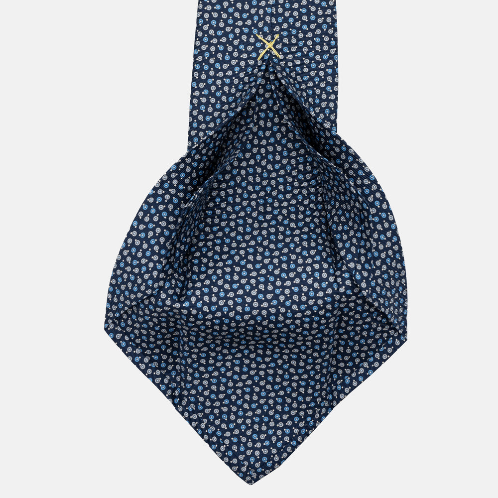 Cravatta 5 pieghe in seta Fantasia BLU NAVY , GRIGIO, AZZURRO  M512