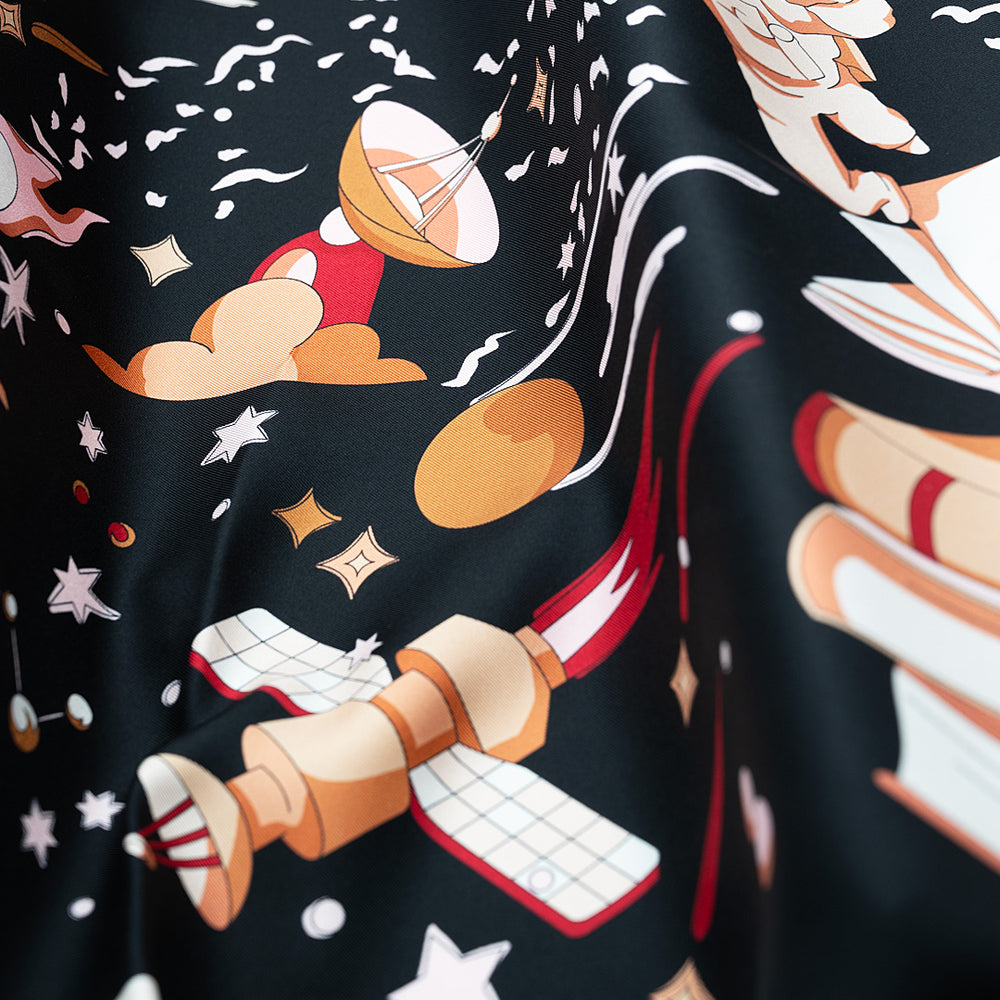90's Twill Silk Scarf Odyssey Among the Stars