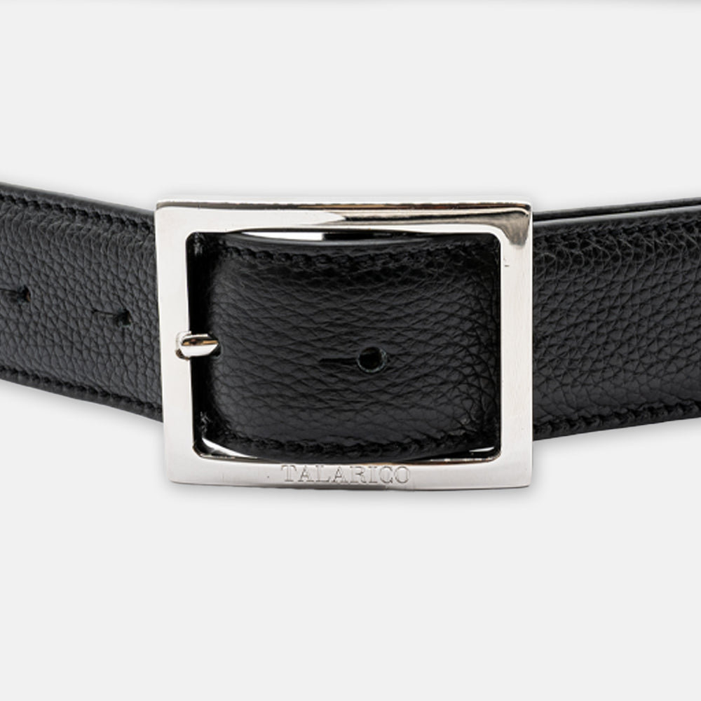 Cintura Zafiro in Pelle di Vitello Martellata | Fibbia Classica in Acciaio