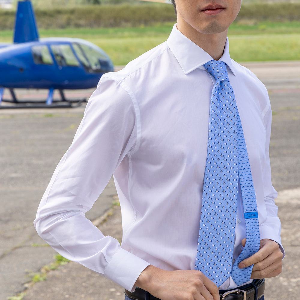 3-fold Tie in Silk Submarine Pattern Blue