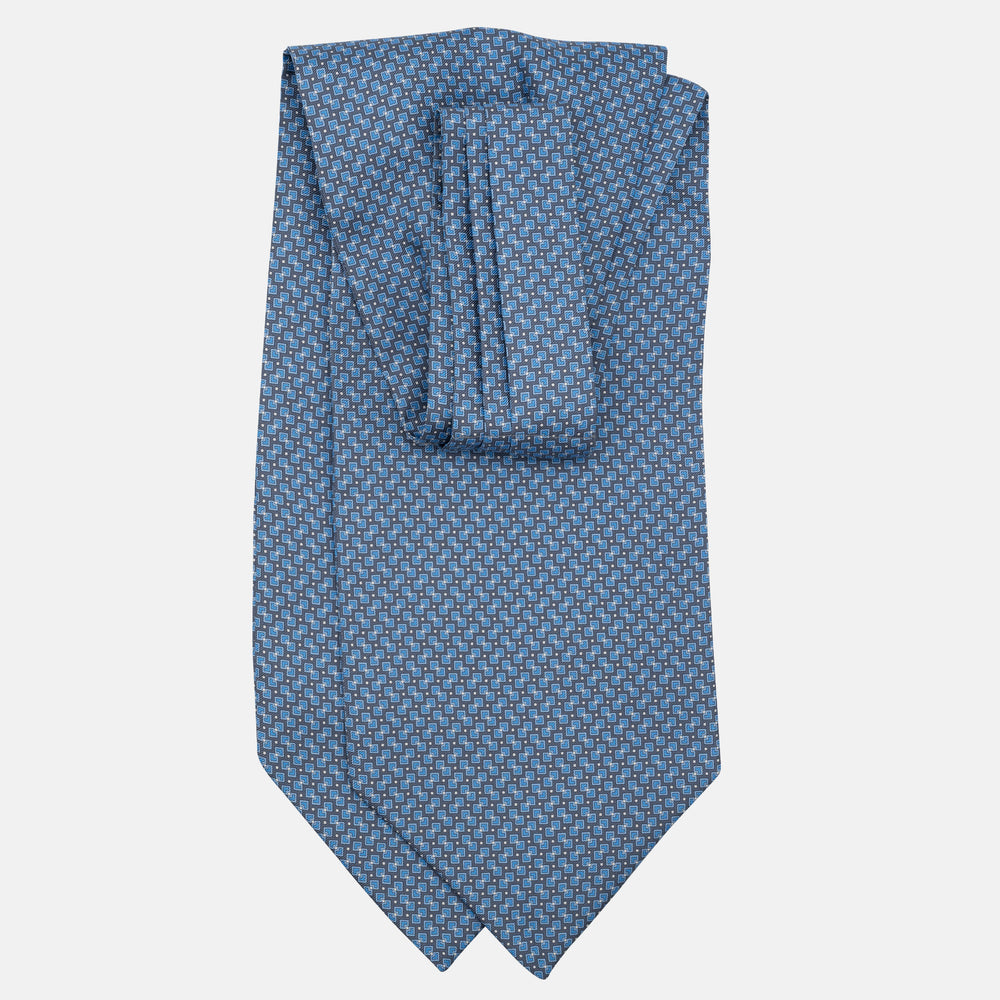 Ascot in seta Micro Fantasia Blu Grigio