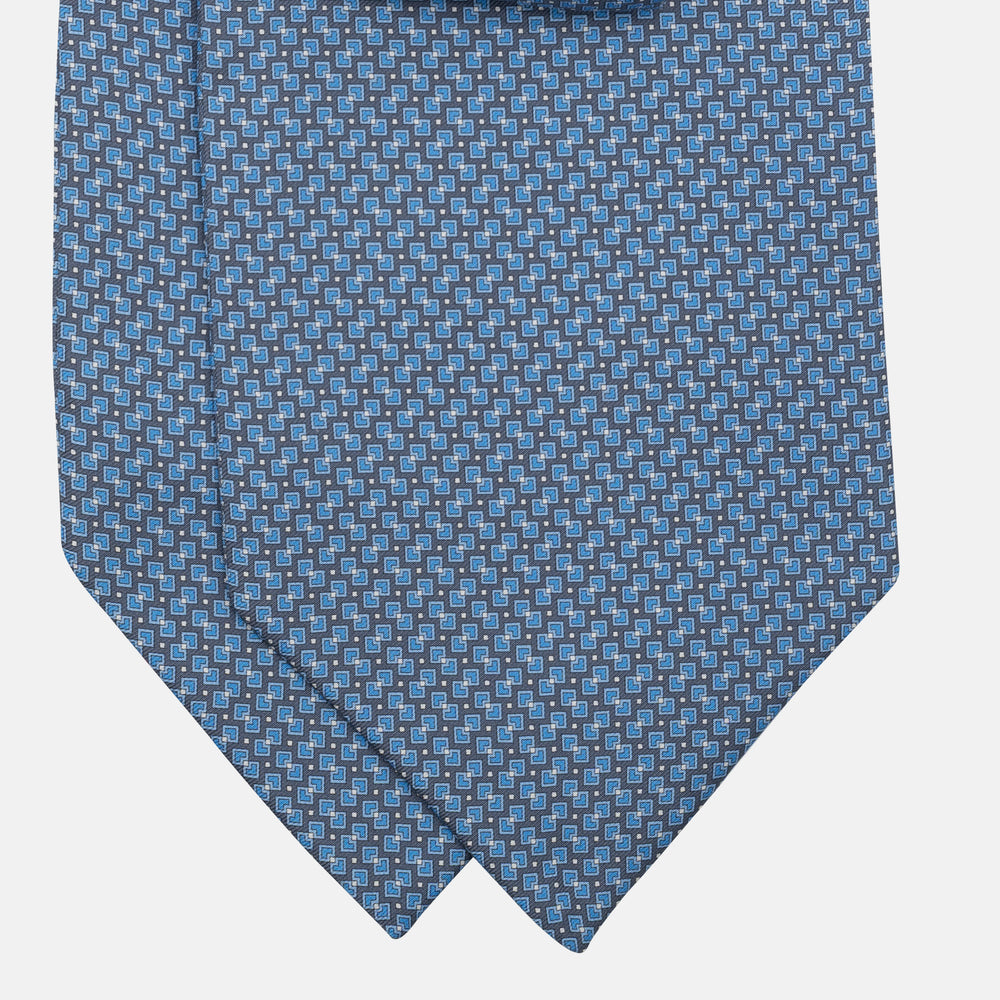 Ascot in seta Micro Fantasia Blu Grigio