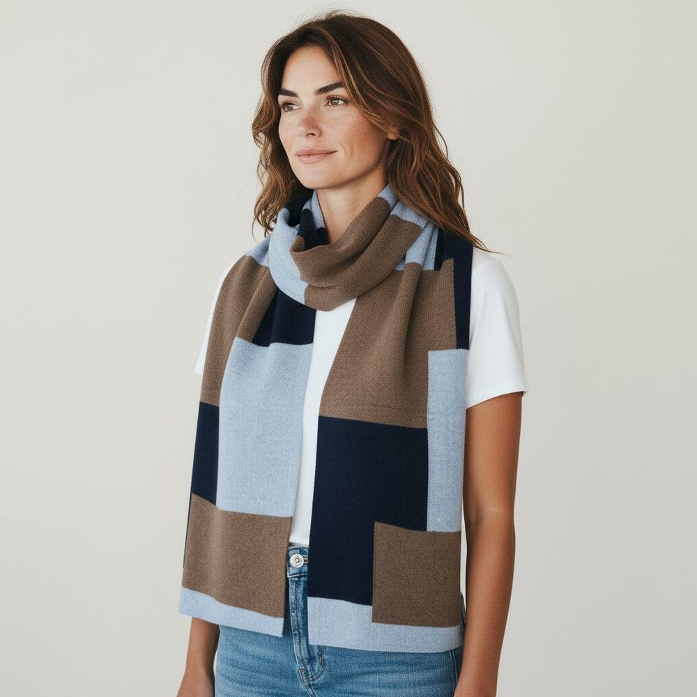 MONDRIAN WOOL SCARF NIGHT SKY WOOD - 102M