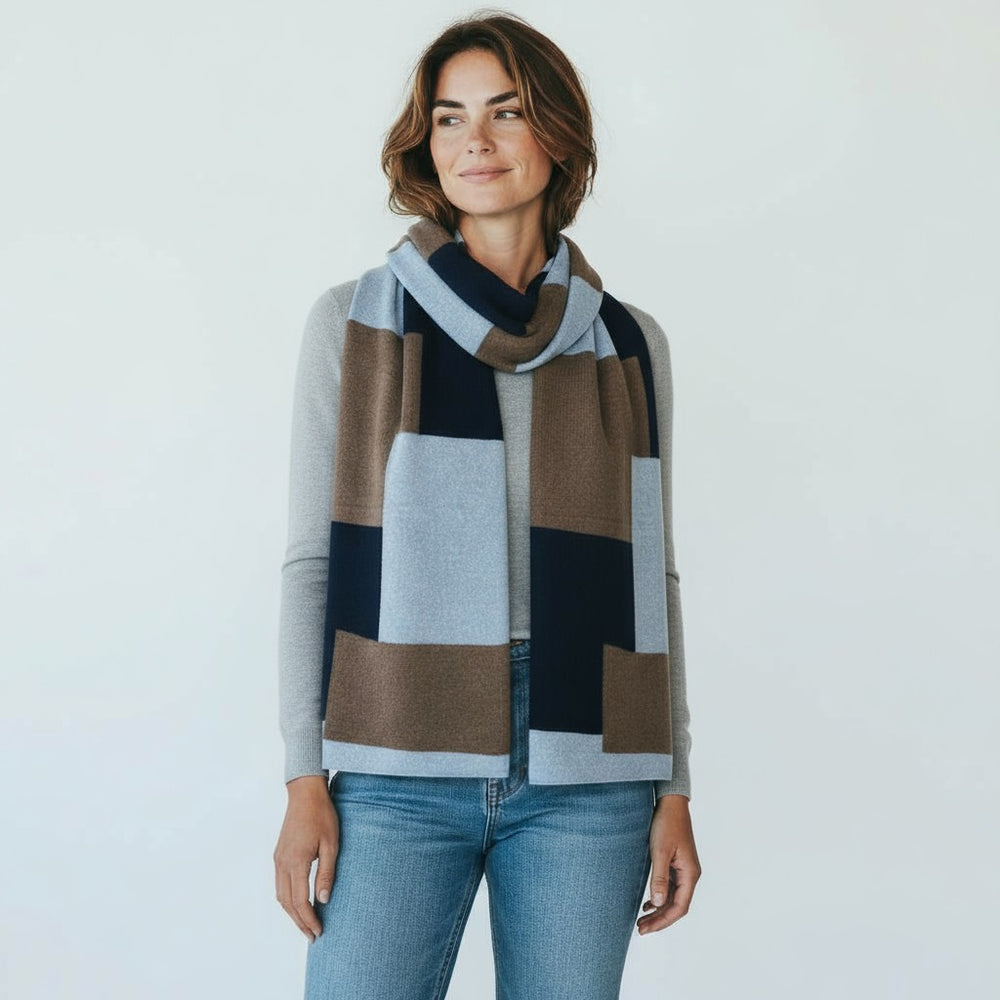 MONDRIAN WOOL SCARF NIGHT SKY WOOD - 102M