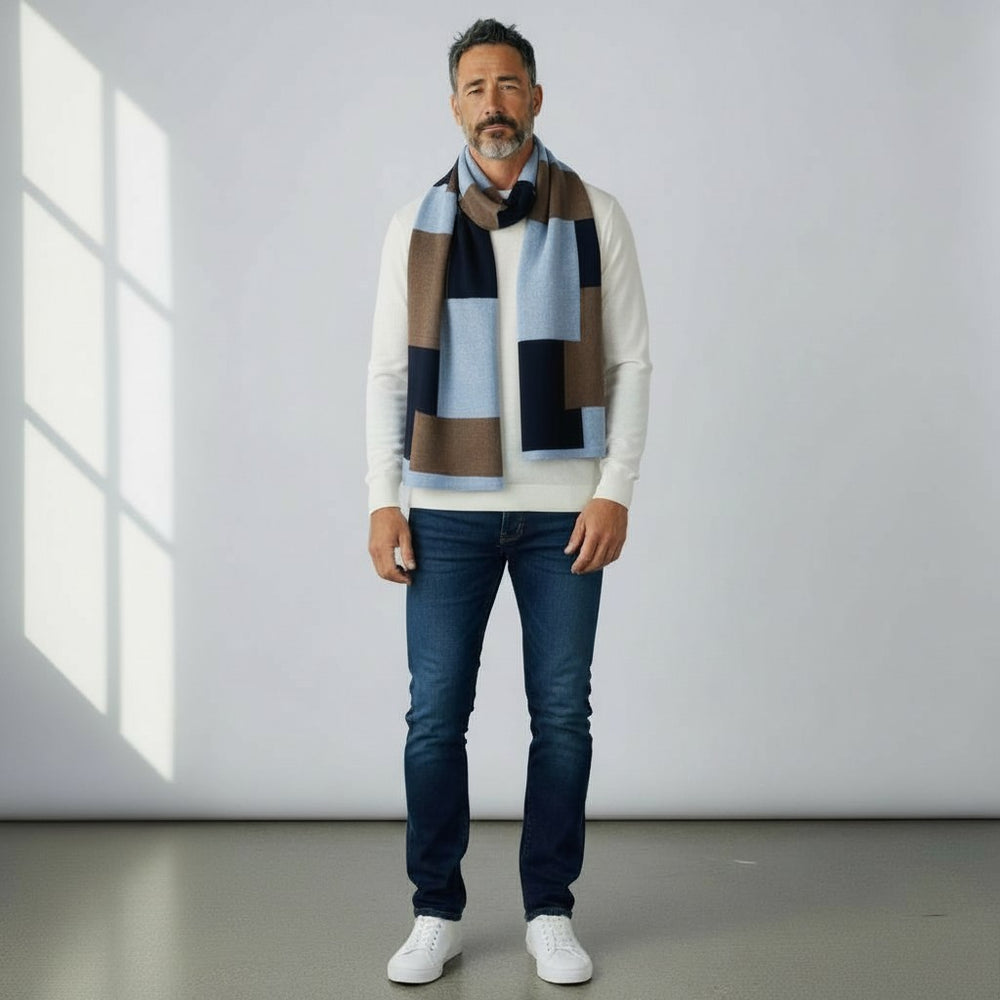 MONDRIAN WOOL SCARF NIGHT SKY WOOD - 102M