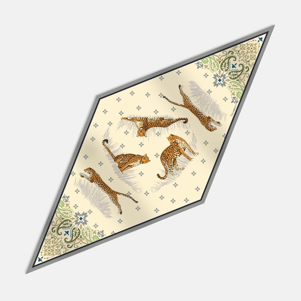 Feline Nest Twill Silk Diamond Scarf