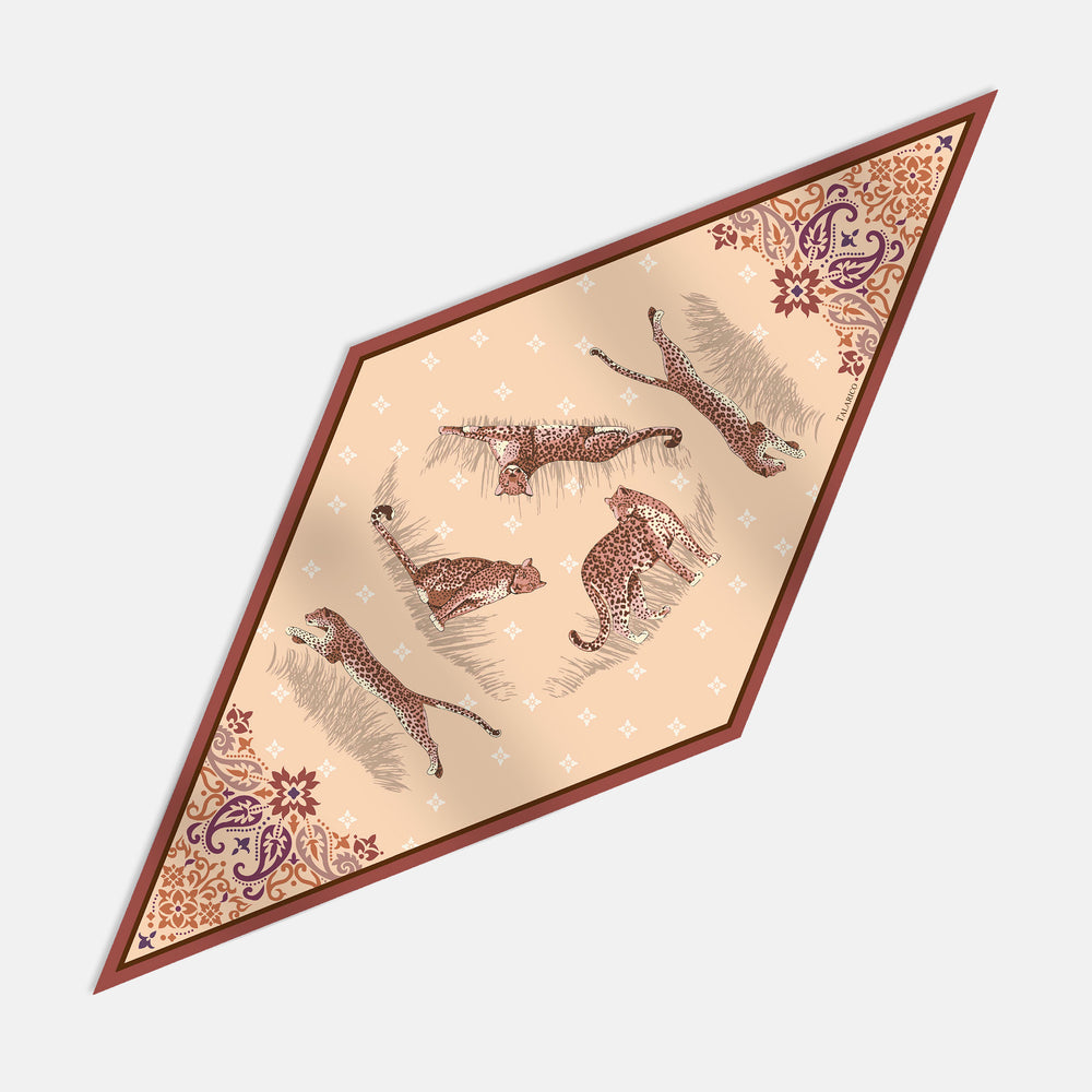 Feline Nest Twill Silk Diamond Scarf