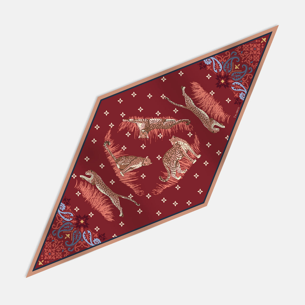 Feline Nest Twill Silk Diamond Scarf
