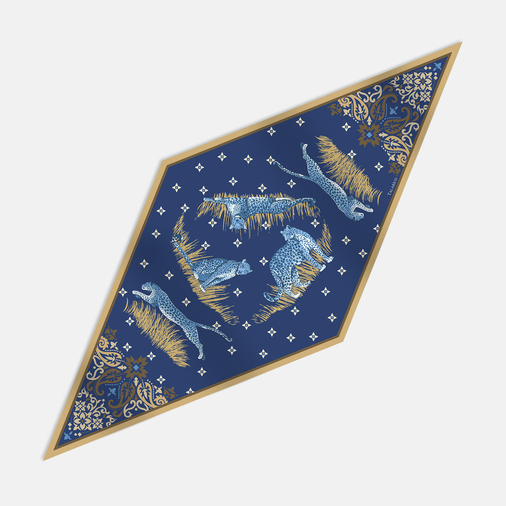 Feline Nest Twill Silk Diamond Scarf