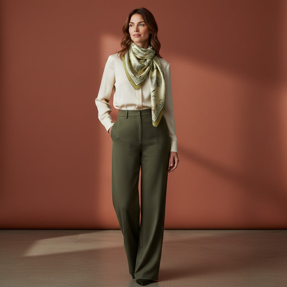 90% Twill Silk Scarf Feline Nest