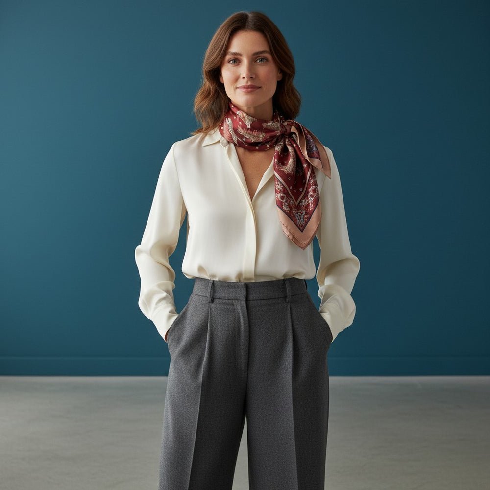 90% Twill Silk Scarf Feline Nest