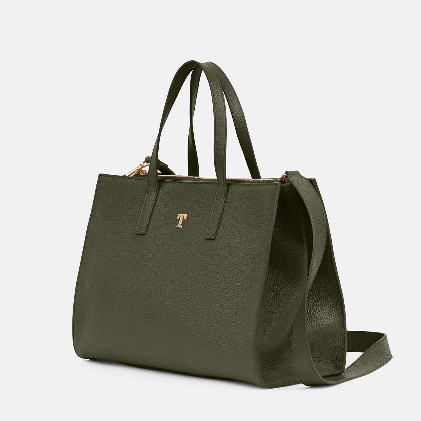 Borsa Shopper Talarico in pelle martellata colore Oliva