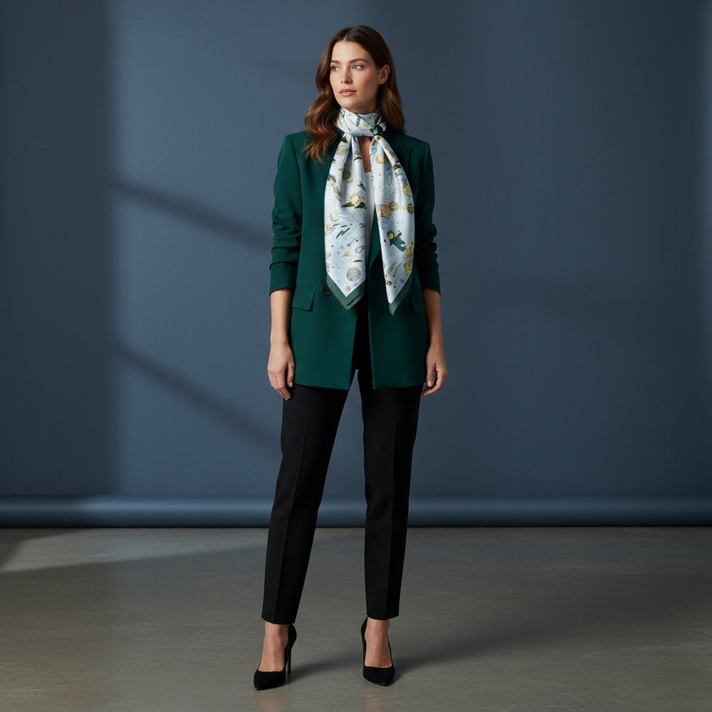 90's Twill Silk Scarf Odyssey Among the Stars