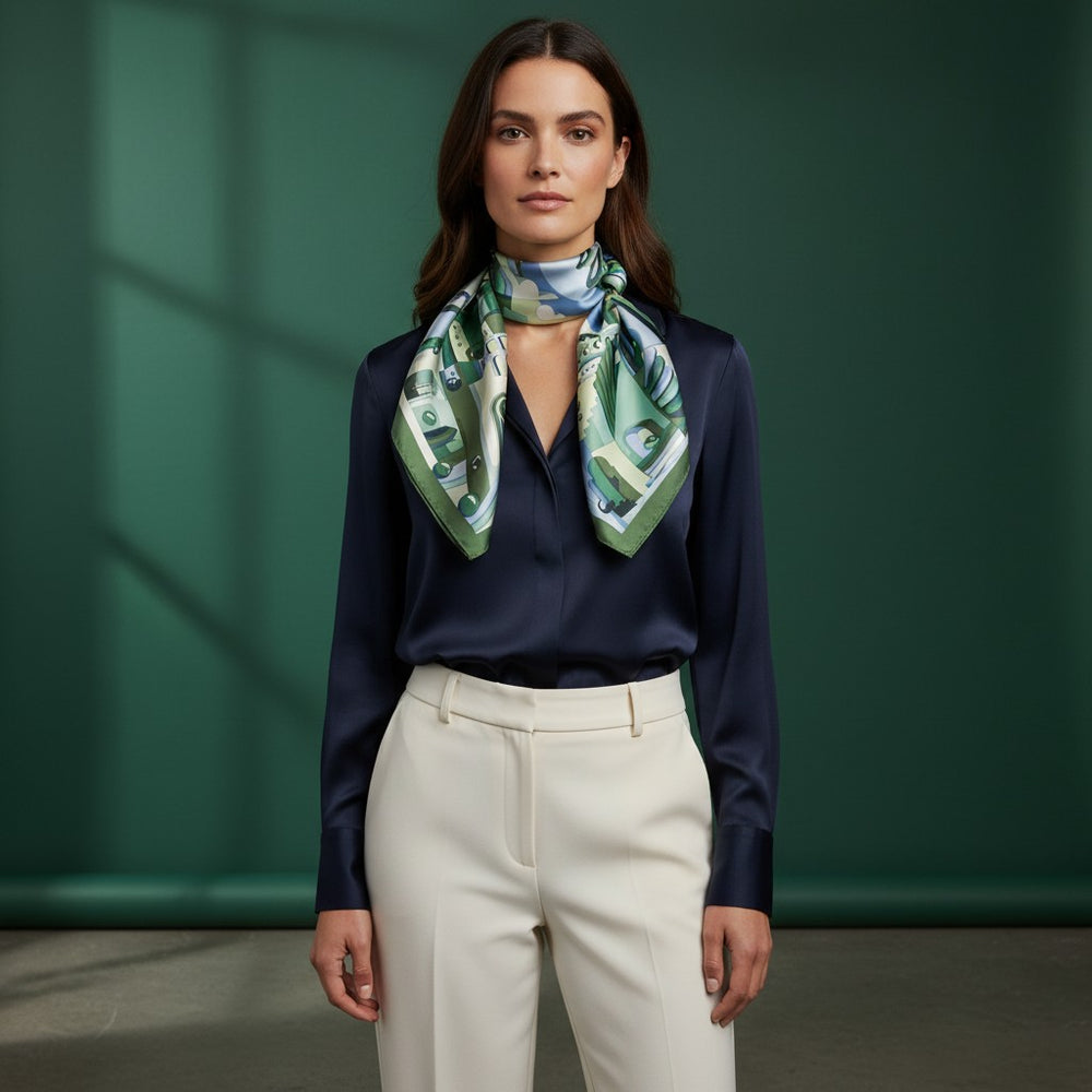 90's City Shadows Twill Silk Scarf