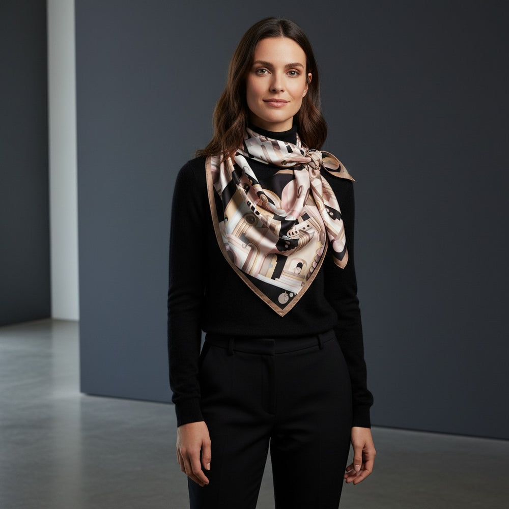 90's City Shadows Twill Silk Scarf