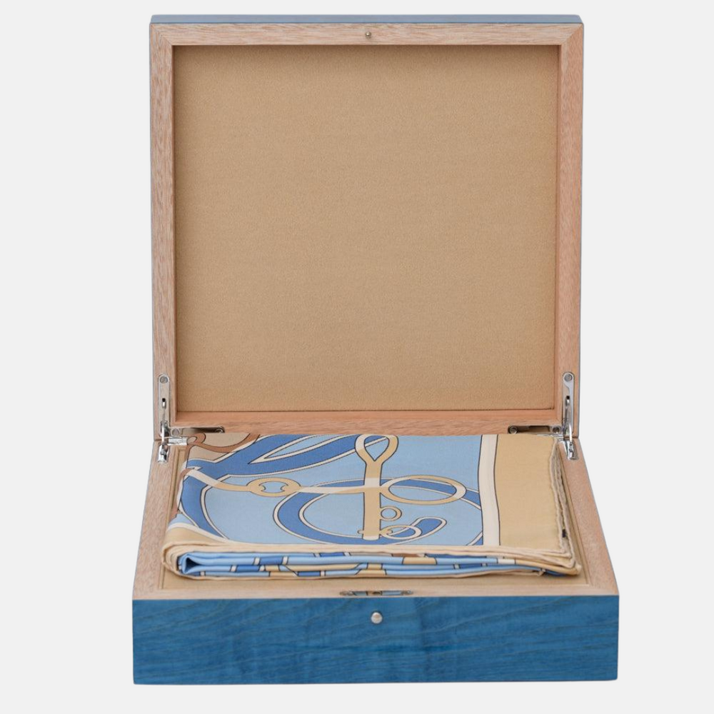 SCARF BOX JEWELRY HOLDER - BLUE