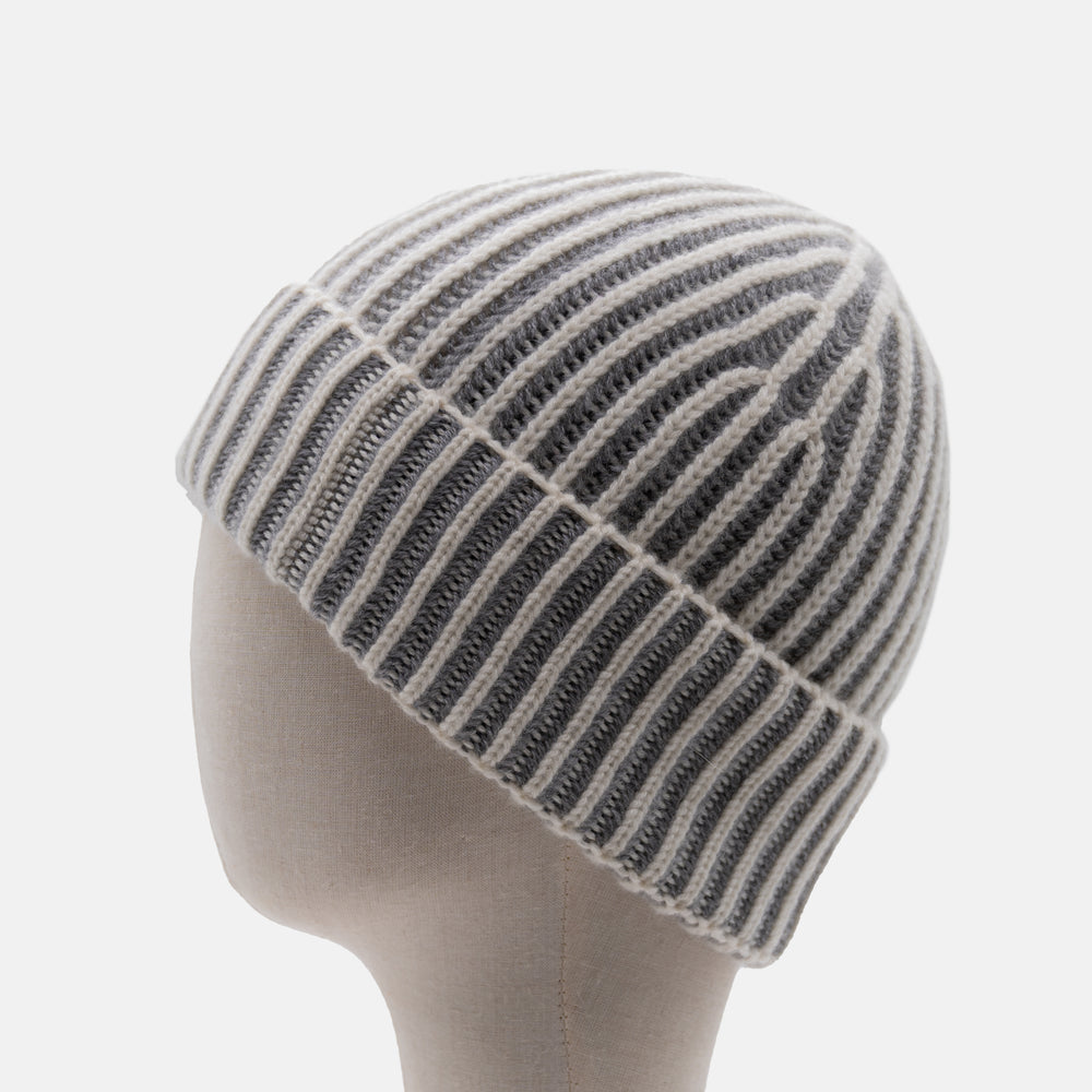 Cream-Grey Cashmere Hat