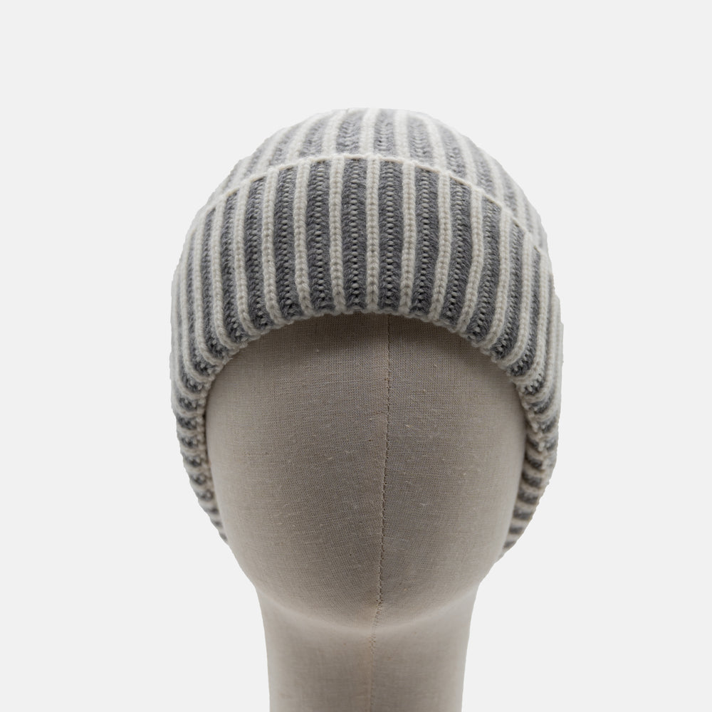 Cream-Grey Cashmere Hat