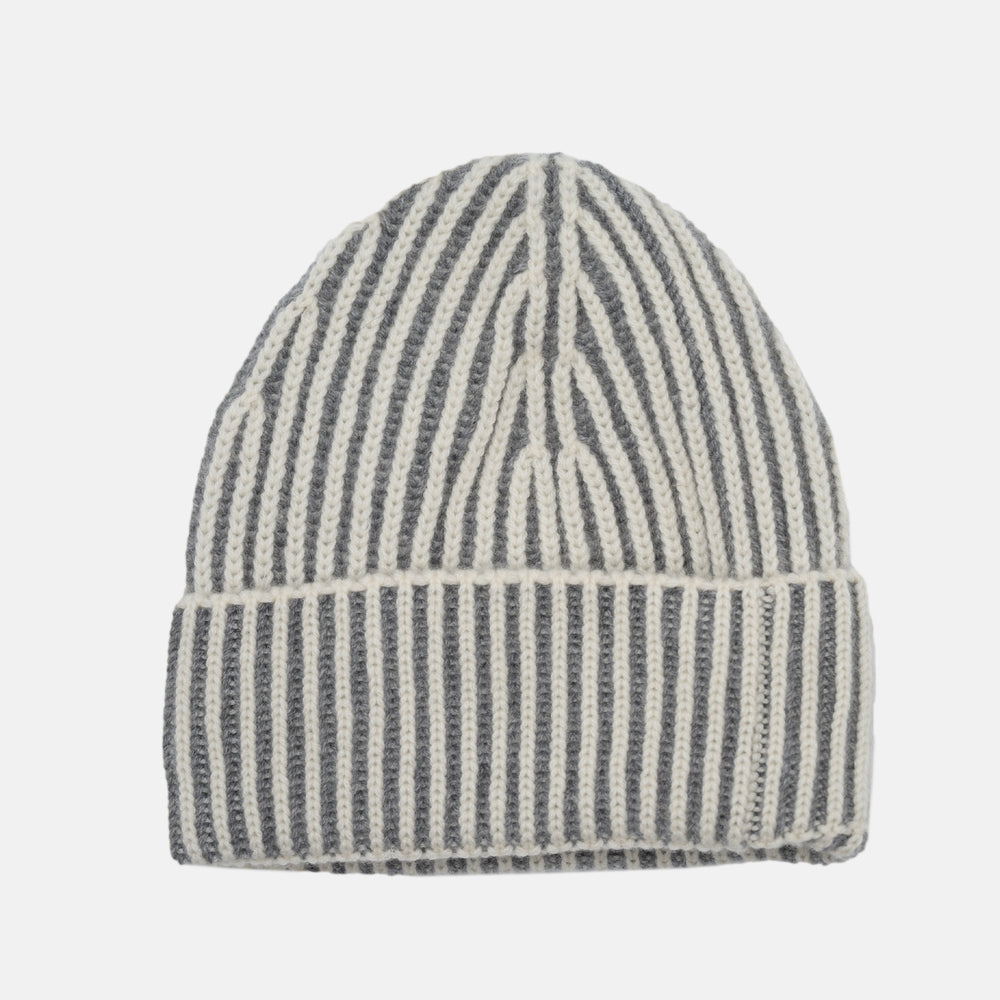 Cream-Grey Cashmere Hat