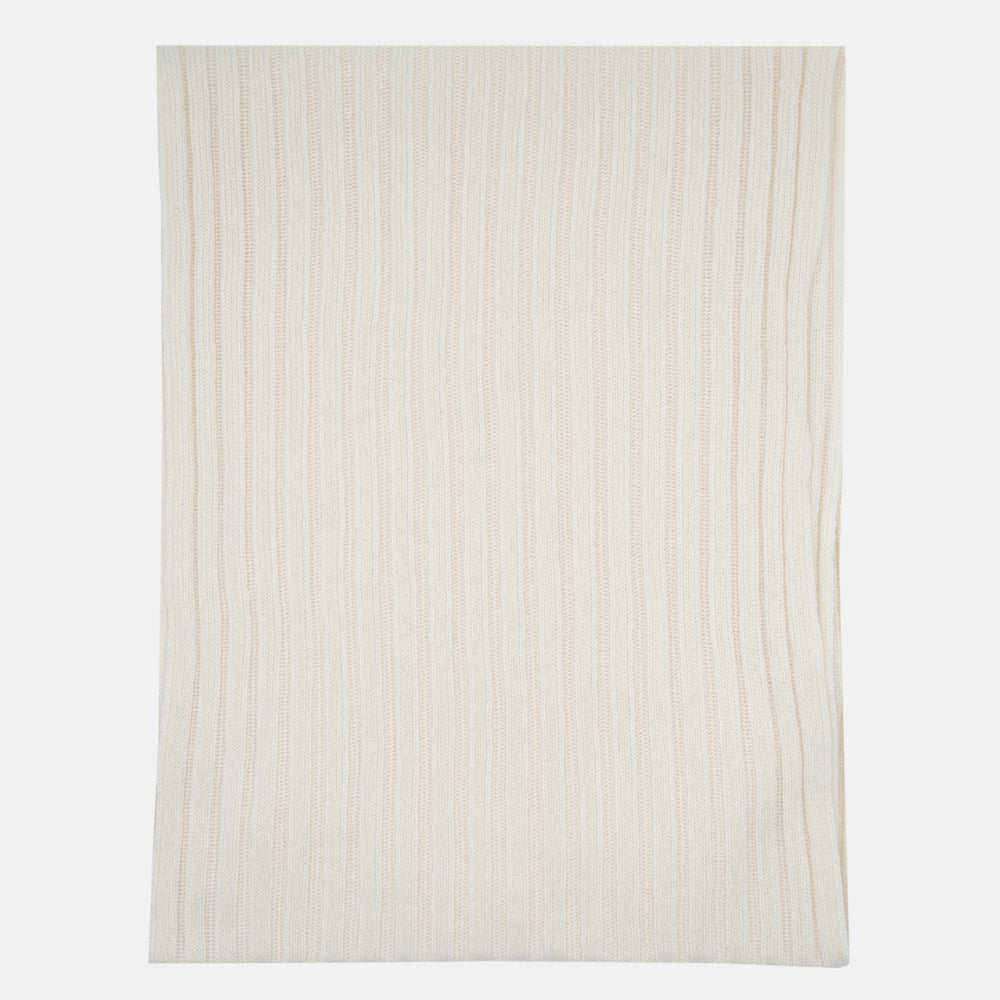 CREAM CASHMERE RIBBED SCARF - 105
