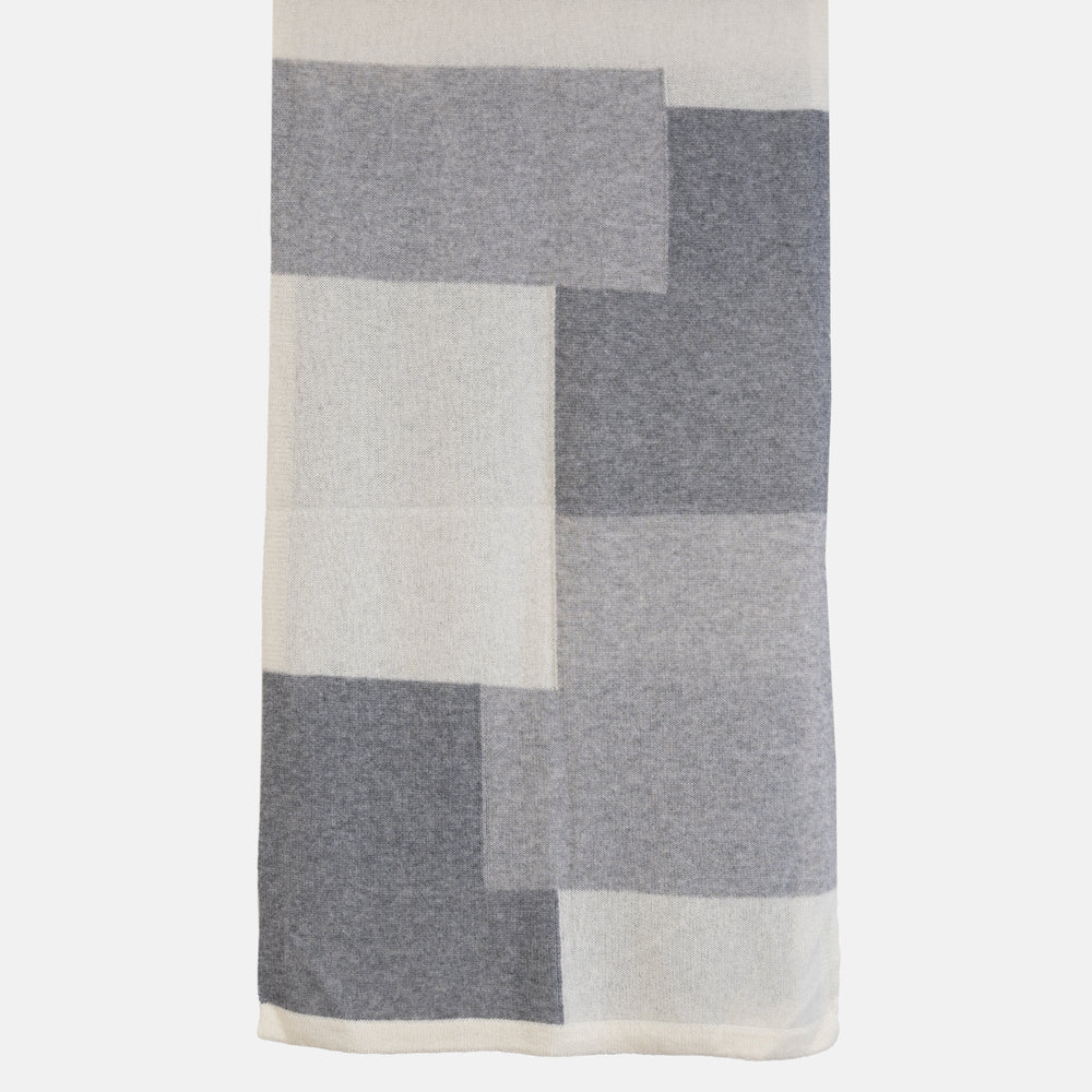 MONDRIAN WOOL SCARF IN CREAM AND GREY - 102M