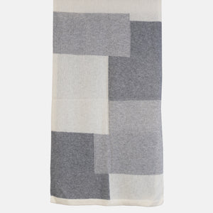 MONDRIAN WOOL SCARF IN CREAM AND GREY - 102M