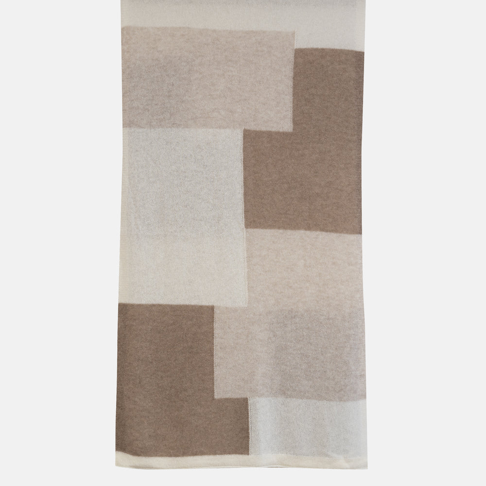 MONDRIAN WOOL SCARF CREAM SILVER BROWN - 102M