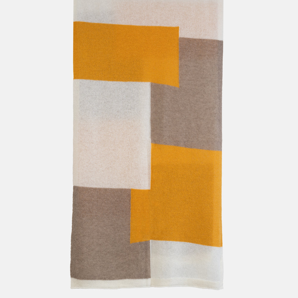 MONDRIAN WOOL SCARF CREAM PUMPKIN BROWN - 102M