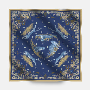 Feline Nest Pattern Silk Pocket Square