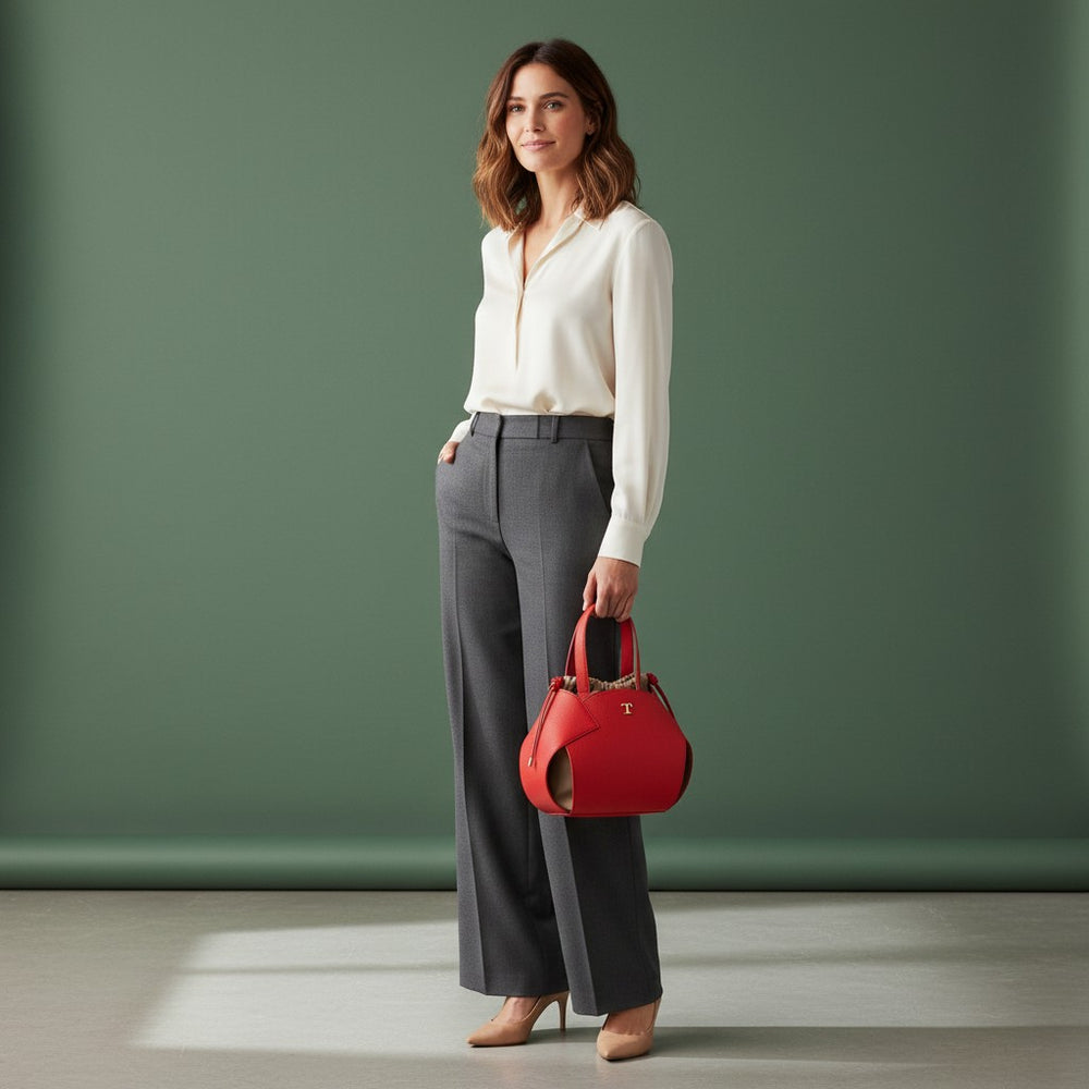 Talarico PomPon Bag in hammered leather