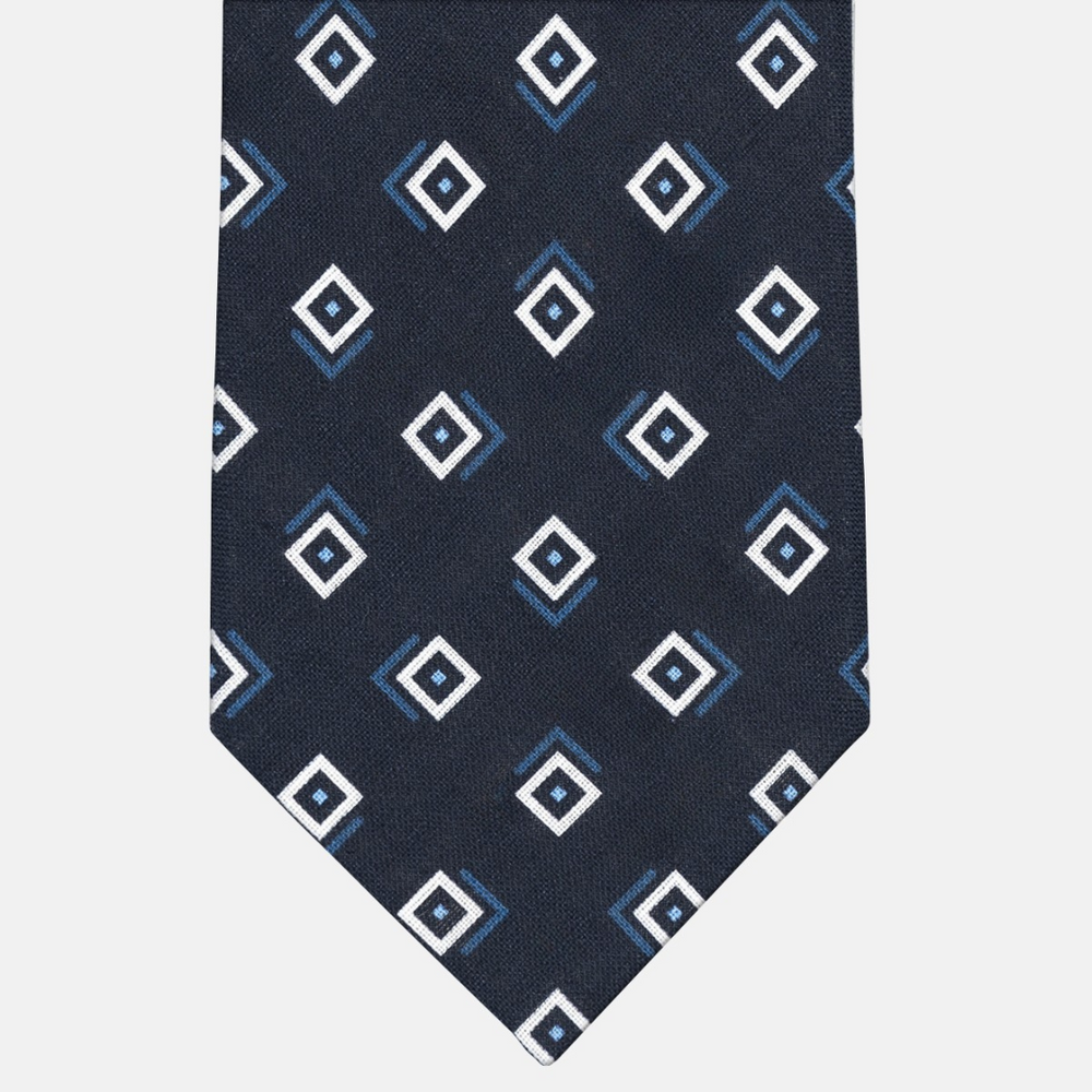 3-Fold Tie in Irish Linen Geometric Fantasy Light Blue-M49113