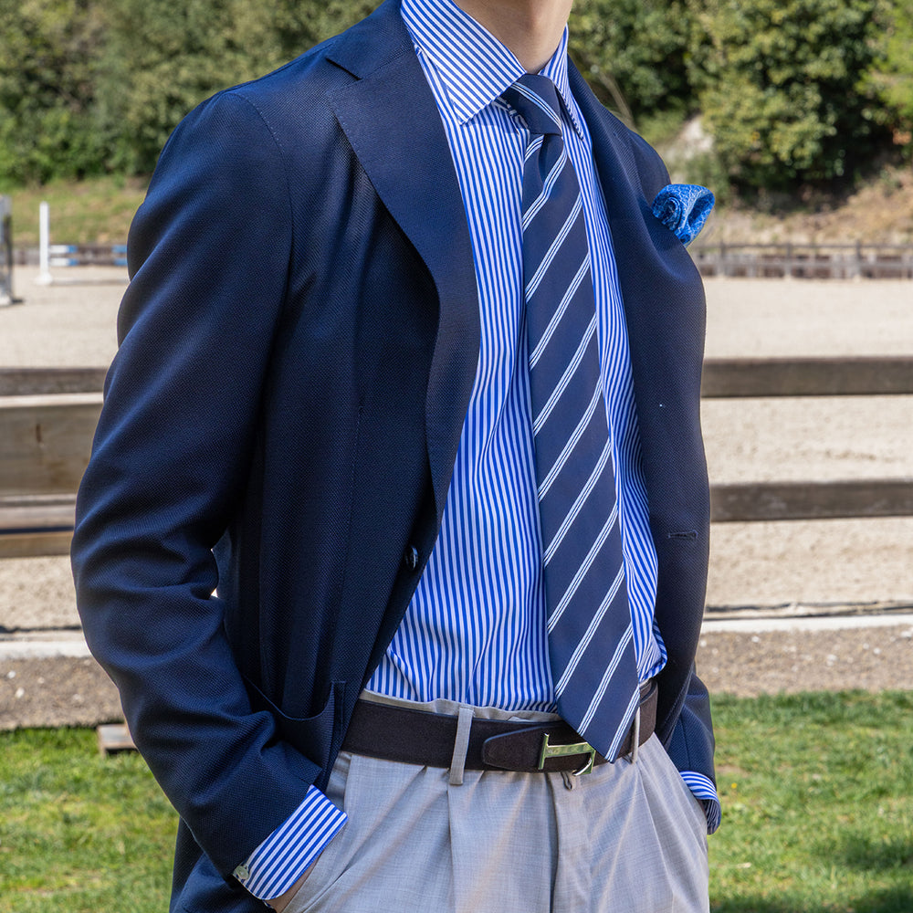1999 Collection Tie in Heavy Silk Light Blue Regimental
