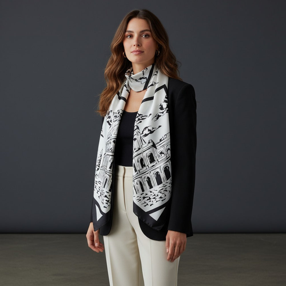 Silk Twill Scarf 90  Roma Glamour Colosseo