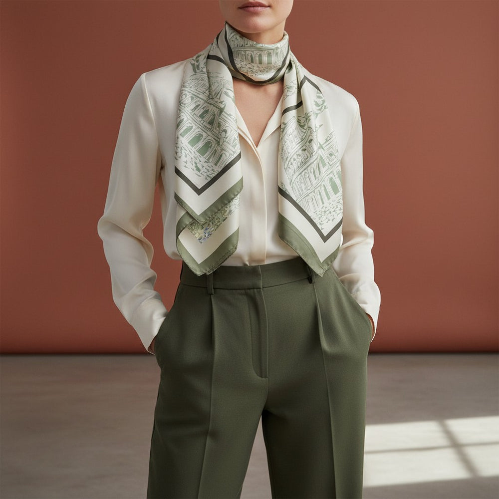 Silk Twill Scarf 90  Roma Glamour Colosseo