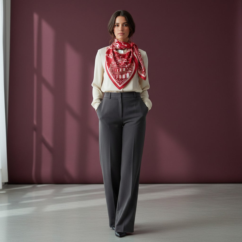 Silk Twill Scarf 90  Roma Glamour Colosseo