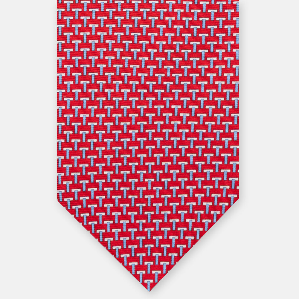Ties 3-fold silk T Iconica Red Sky Blue
