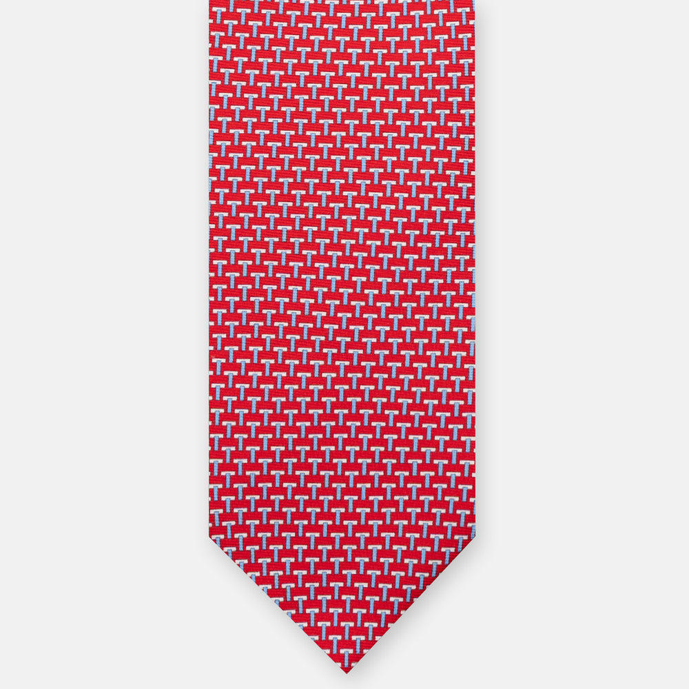 Ties 3-fold silk T Iconica Red Sky Blue