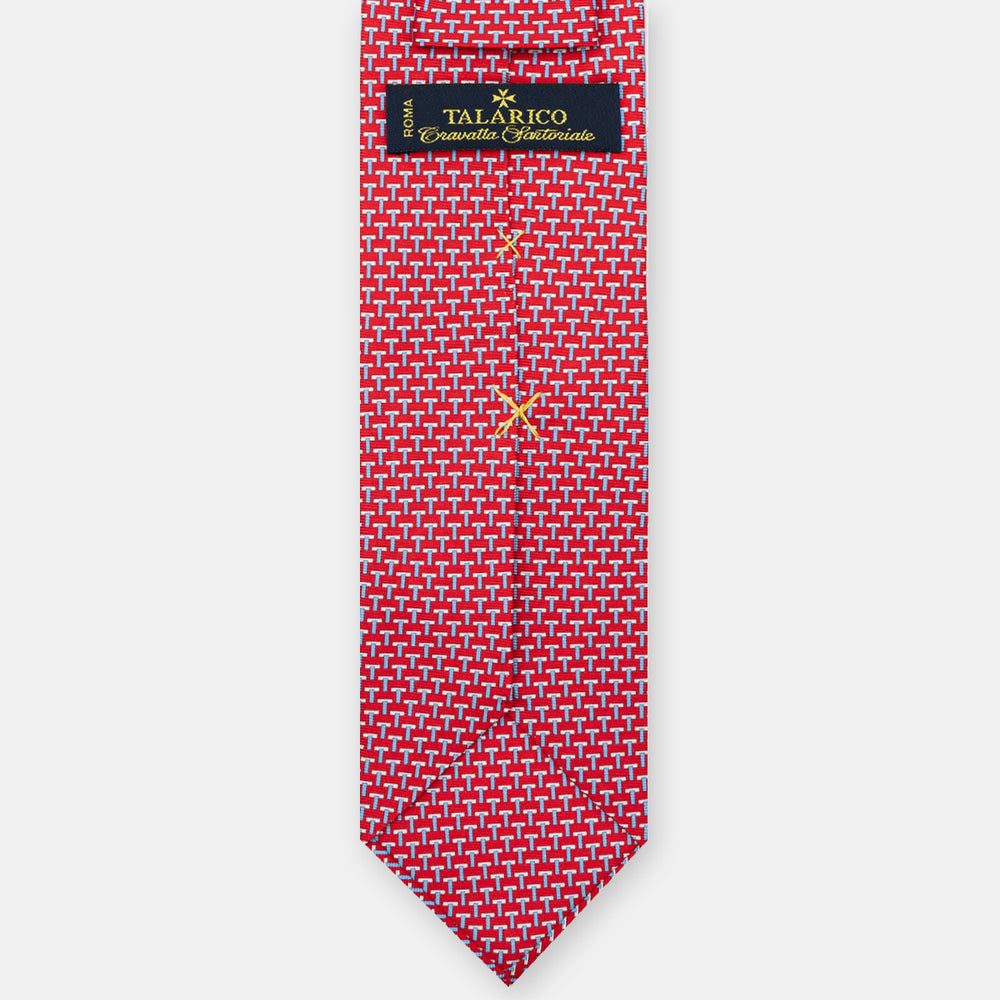 Ties 3-fold silk T Iconica Red Sky Blue
