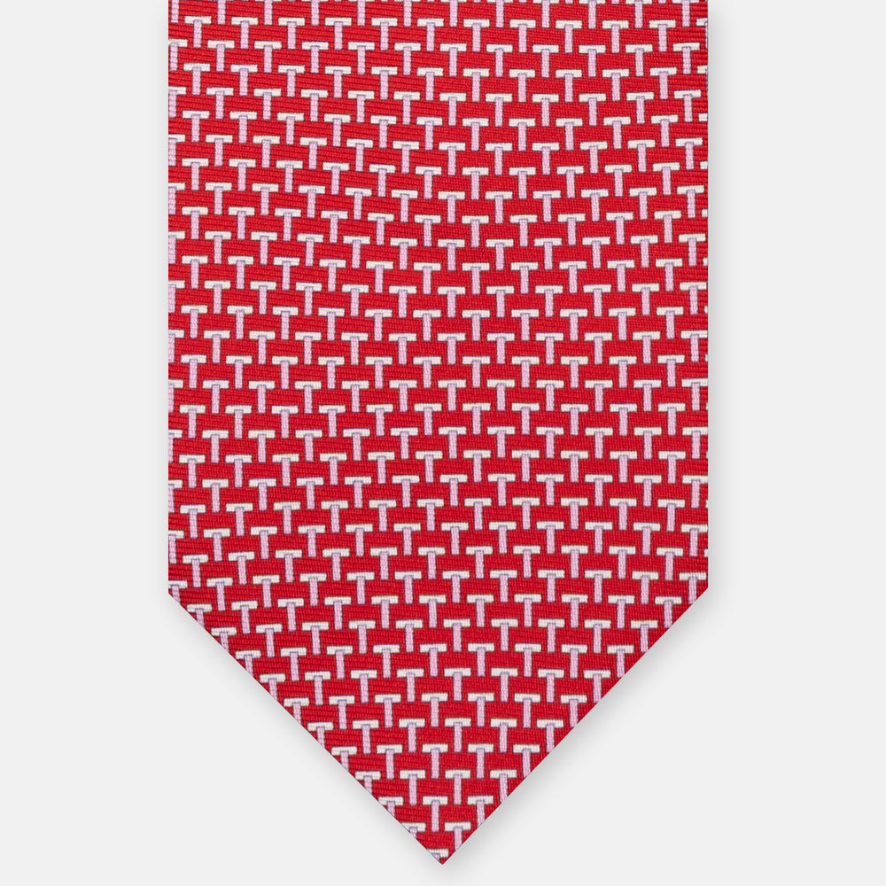 T Iconica Red Pink 3-Fold Silk Ties