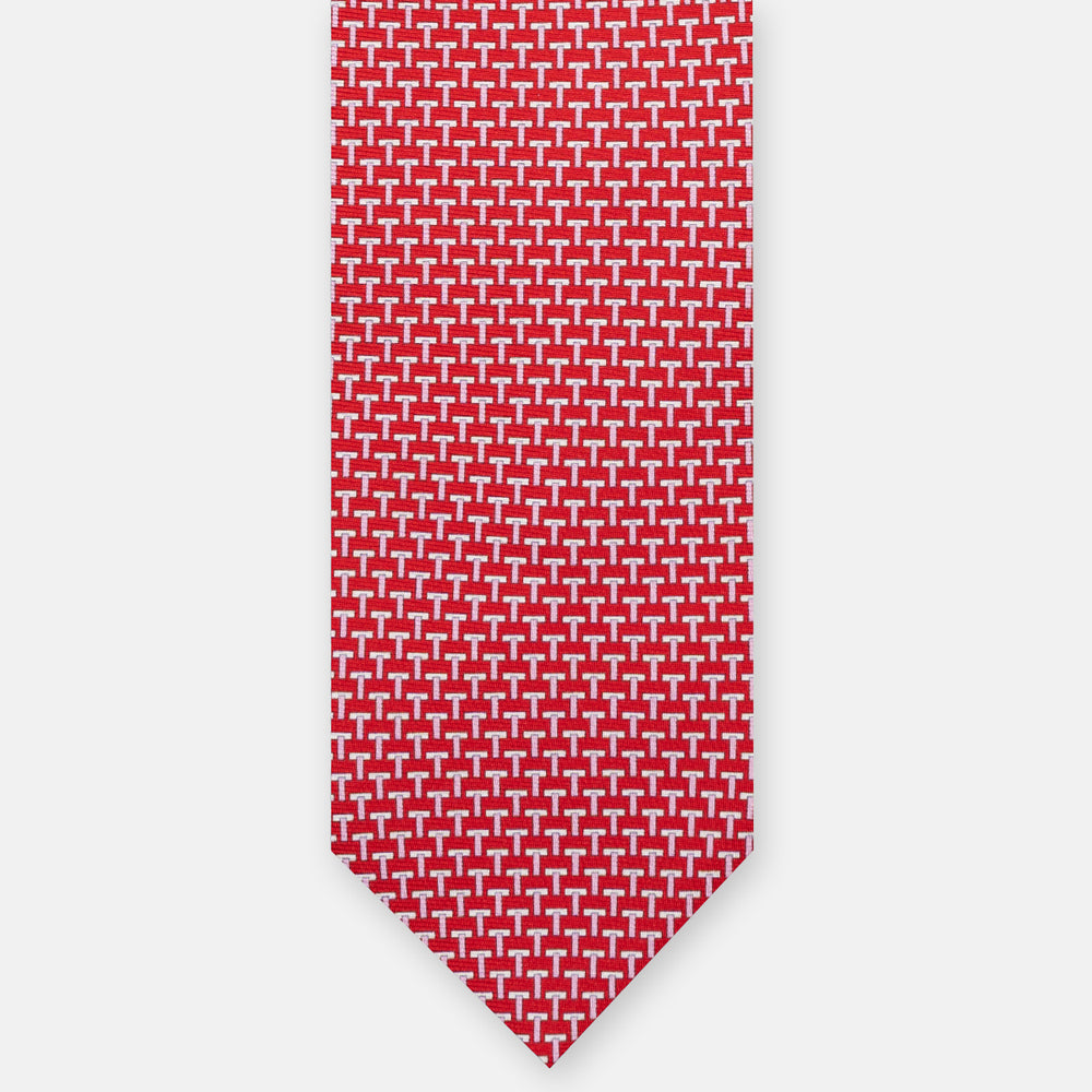 T Iconica Red Pink 3-Fold Silk Ties